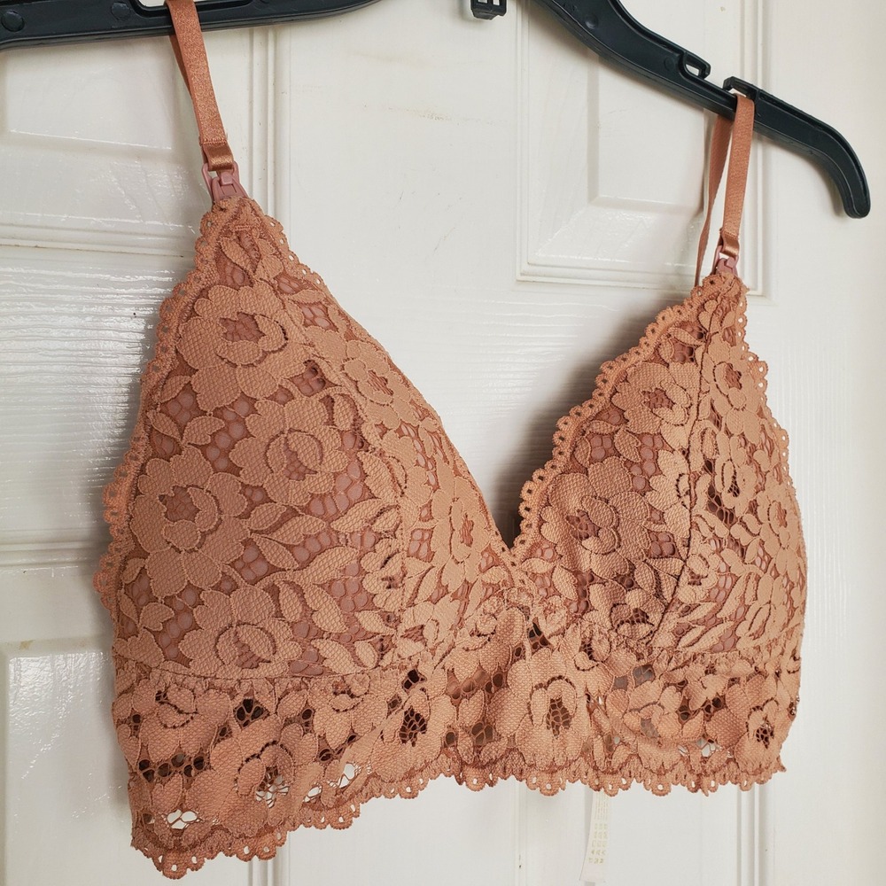 Momanda 36B Rose Lace Nursing‎ Bralette Unlined Adjustable Straps